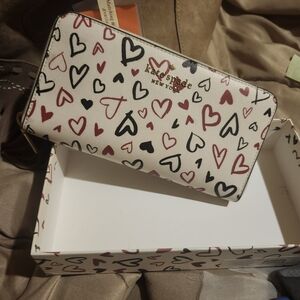 kate spade Cream Wallet with Red & Black Heart Print